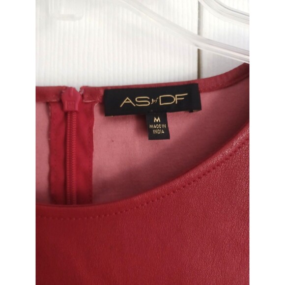 AS BY DF Mrs. Smith Stretch Red Body con Knee Long Leather Dress Size M - Picture 5 of 9
